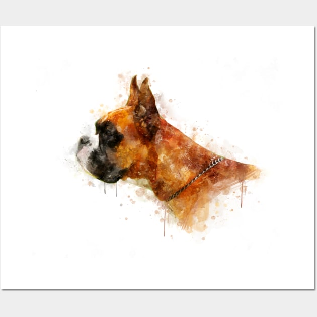 Boxer dog watercolor Wall Art by PetsArt